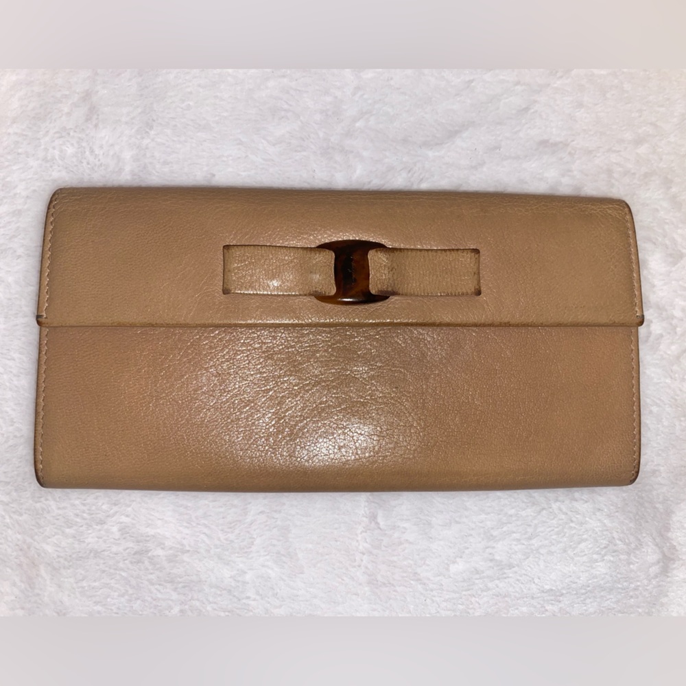 Authentic Salvatore Ferragamo Leather Long Wallet